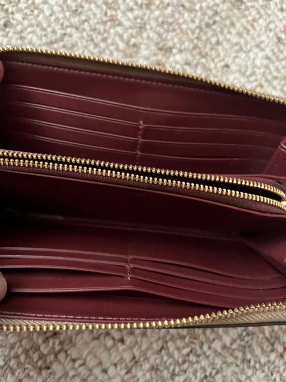 Coach Pebbled Leather Zip Wallet in Taupe with Gold Hardware - Picture 4 of 10